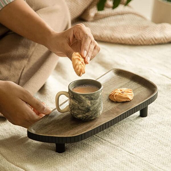 Asymmetric Tri Legged Platter | Serving Trays for Restaurants and Hotels | Luxury Feel Wooden Platter Tray | Handmade Serving Plate