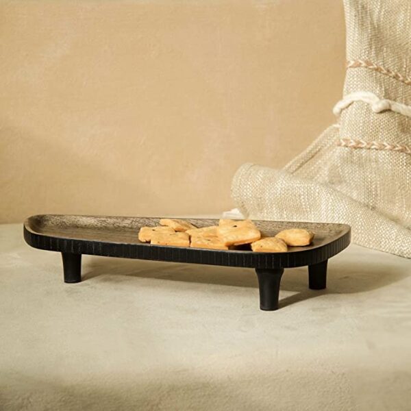 Asymmetric Tri Legged Platter | Serving Trays for Restaurants and Hotels | Luxury Feel Wooden Platter Tray | Handmade Serving Plate
