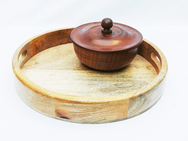 Wooden Round Tray with Bowl