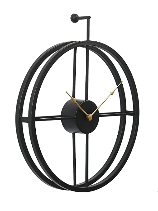 Wall Clocks for Living Room | Big Metallic Vintage Black Wall Clock for Home Decor | Roman Clock for Living Room Wall
