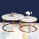 Mystique Tube Nesting Coffee Table Set of 2 - Rose Gold (Stainless Steel) | Round Centre Table for Drawing Room | White Marble Top Tea Tables for Living Room