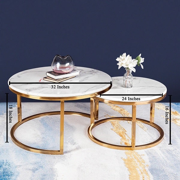 Umami Nesting Coffee Table Set of 2 - Gold (Stainless Steel)