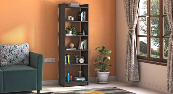 Wooden Bookshelf Design in Dark Wenge Finish by Sajosamaan