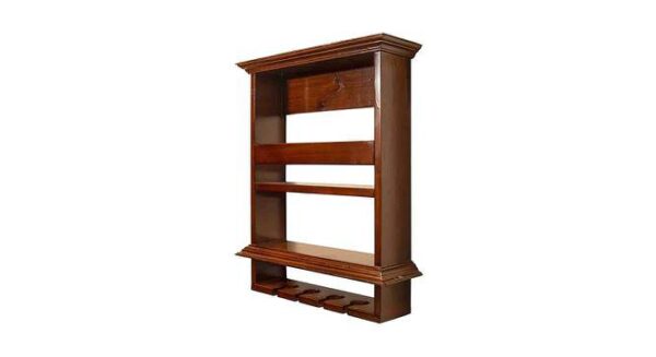 Nelson Solid Wood Wall Mounted Bar Cabinet In Teak Finish