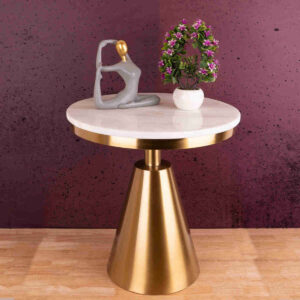 gold metal side table round
