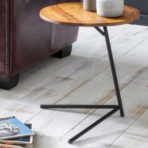 round wood side table