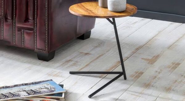 round wood side table