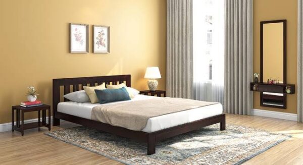 solid wooden bed