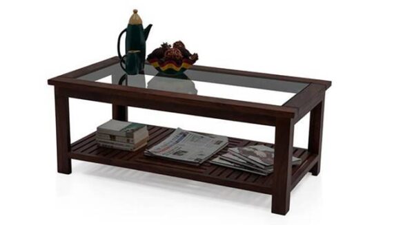 Claire Rectangular Solid Wood Coffee Table In Mahogany Finish