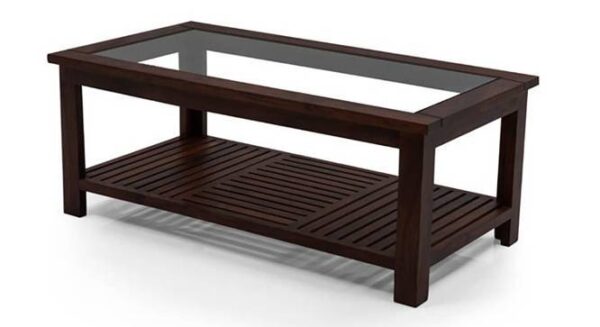 Claire Rectangular Solid Wood Coffee Table In Mahogany Finish