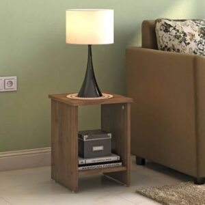 Engineered Wood Side Table In Classic Walnut Finish