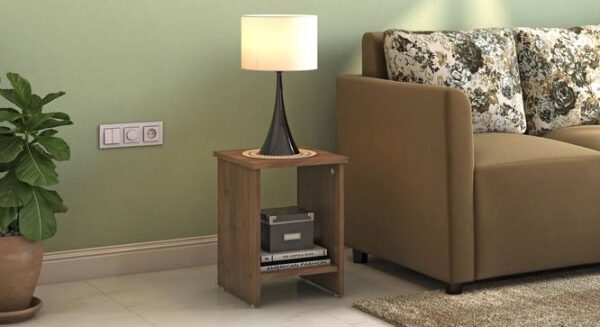 Engineered Wood Side Table In Classic Walnut Finish