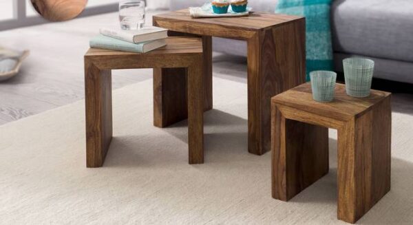 Elliot Solid Wood Side Table In Semi Gloss Finish
