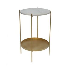 Side Table Design In Epl Gold With Marble Finish by Sajosamaan