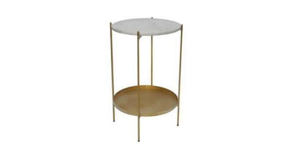 Side Table Design In Epl Gold With Marble Finish by Sajosamaan