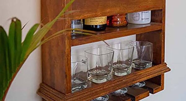 wood wall mounted bar cabinet