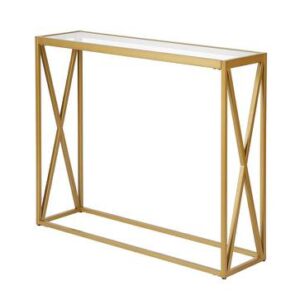 Metal Console Table In Golden Finish