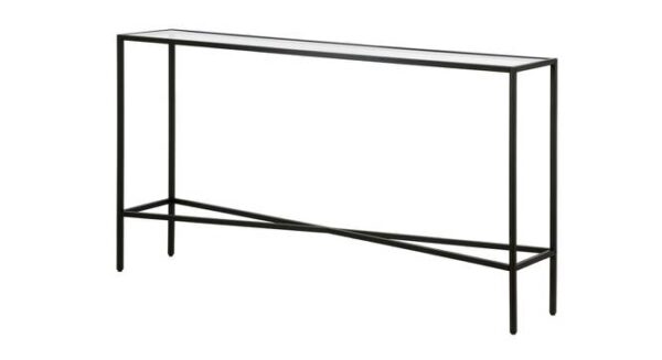 Console Table Black Metal In Powder Coating Finish by Sajosamaan | Metal Console Table for Living Room | Compact Design and Light Weight
