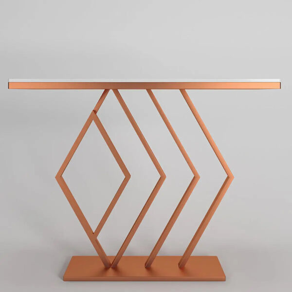 Classic Copper Console Table In Geometric Pattern