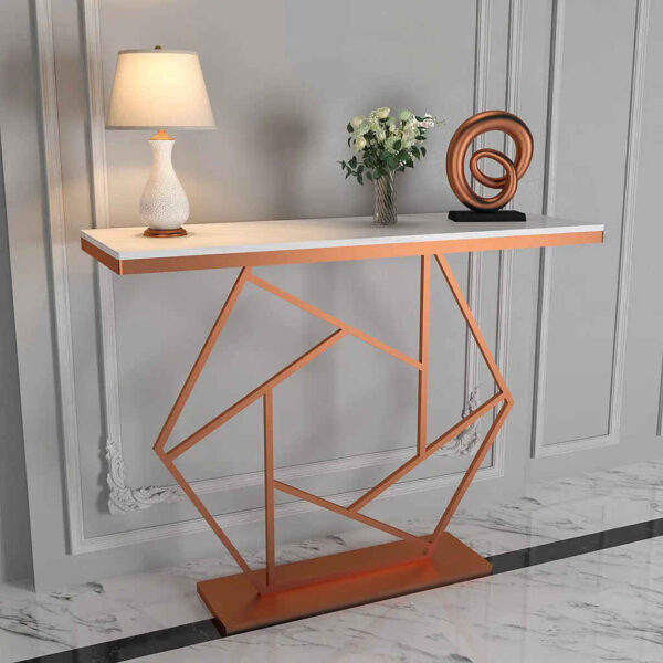 Contemporary Copper Console Table In Hexagonal Design