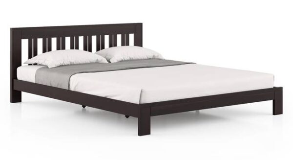 Beirut Solid Wood Queen Size Bed In Mahogany Finish