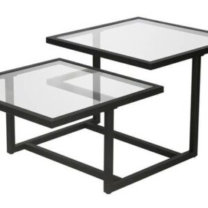 Rectangular Coffee Table with Glass Top In Powder Coating Finish