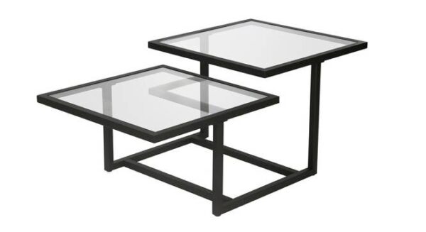 Rectangular Coffee Table with Glass Top In Powder Coating Finish