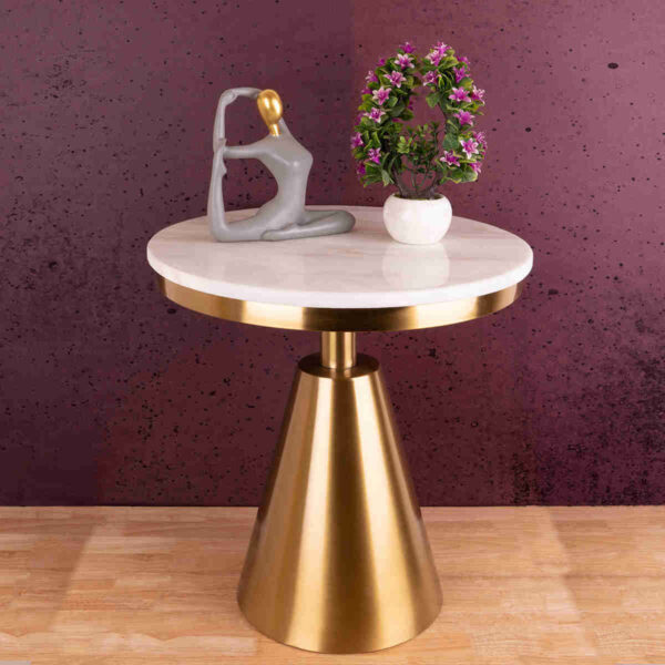 Gold Metal Side Table Round