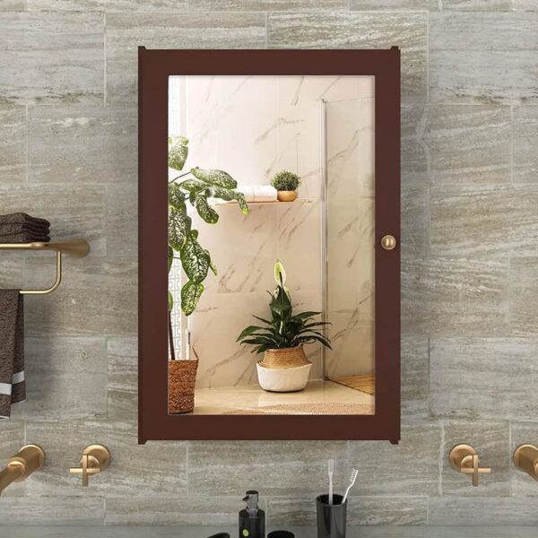 Structured Wooden Bathroom Cabinet with 3 Spacious Shelves- Solid Brown
