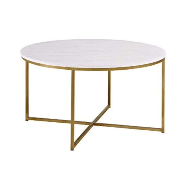 Minimalist Golden Metal Centre Table In Criss Cross Design