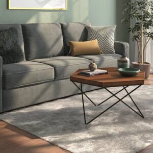 Dyson Abstract Metal Coffee Table In Teak Finish