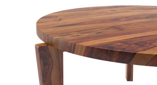 Meridian Round Solid Wood Coffee Table In Teak Finish