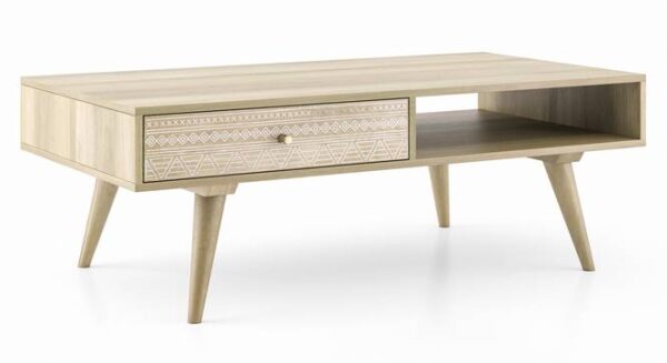 Ivara Rectangular Solid Wood Coffee Table In Natural Finish