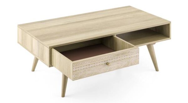 Ivara Rectangular Solid Wood Coffee Table In Natural Finish