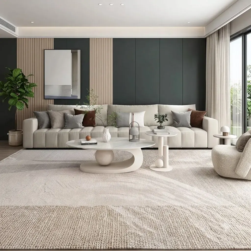 White Center Table for Living Room with Italian Composite Marble Top - Stainless Steel Frame Centre Table Design with Side Table 10 white center table for living room