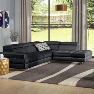 Black Leather Sectional