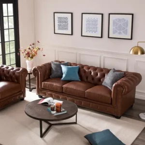 brown leather sofa