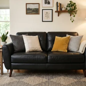 leather square arm sofa