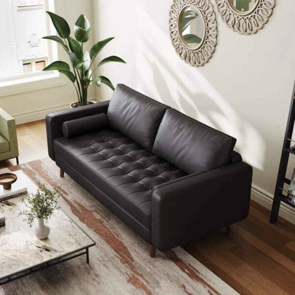 leather square arm sofa