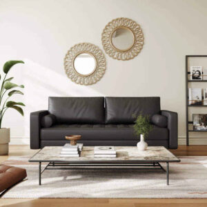 leather square arm sofa