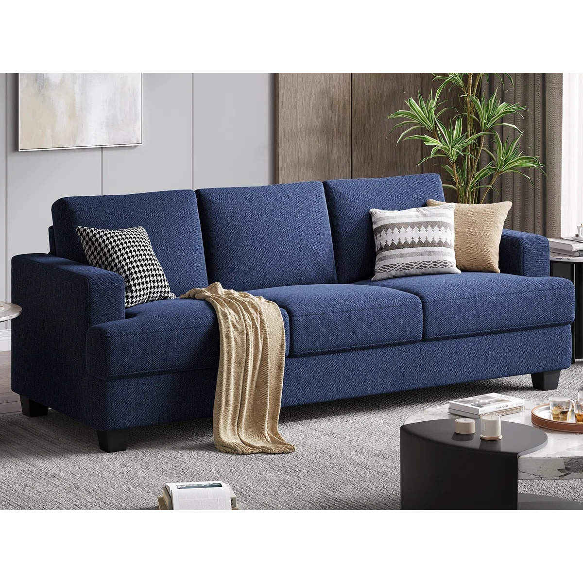 Premium Blue 3 Seater Sofa | Scratch Resistant | Free Delivery 1 blue 3 seater sofa