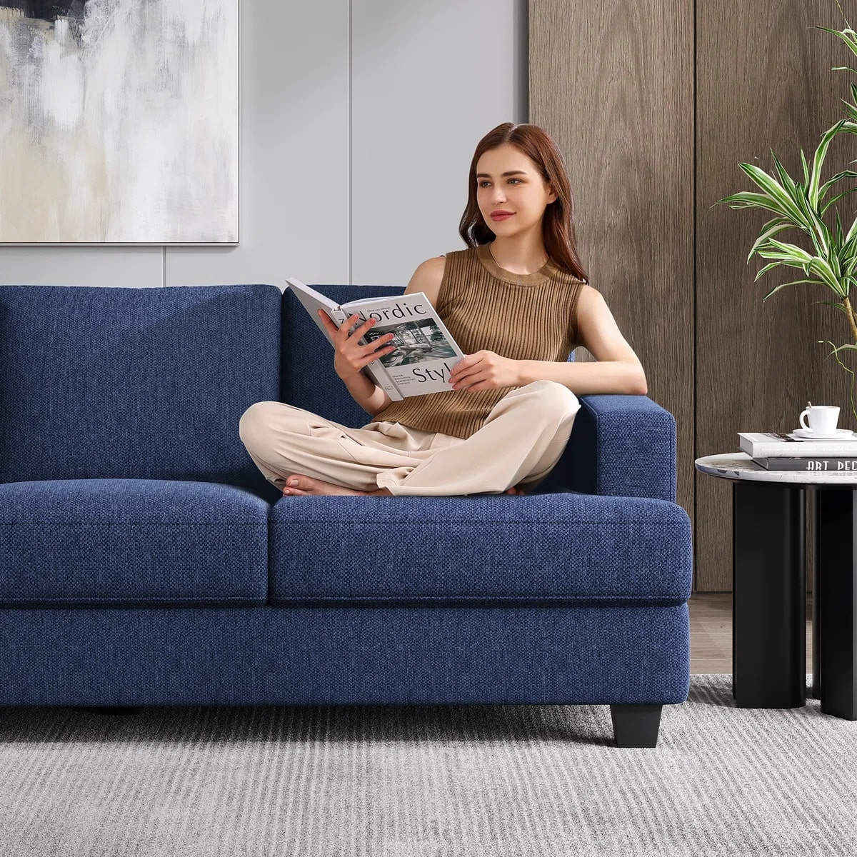 Premium Blue 3 Seater Sofa | Scratch Resistant | Free Delivery 4 blue 3 seater sofa