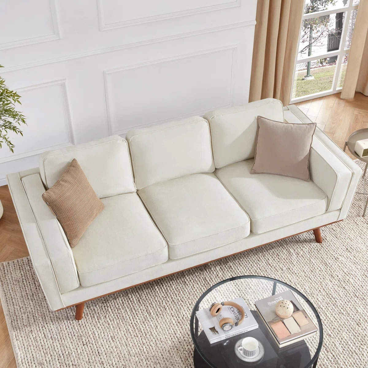 Premium Ivory 3 Seater White Sofa | Modern Design | Free Delivery 2 white sofa