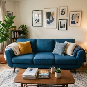 blue 3 seater sofa