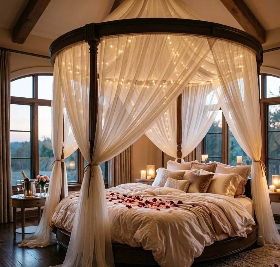 10 Best Round Bed Designs for Indian Bedrooms in 2026 6 round bed with canopy